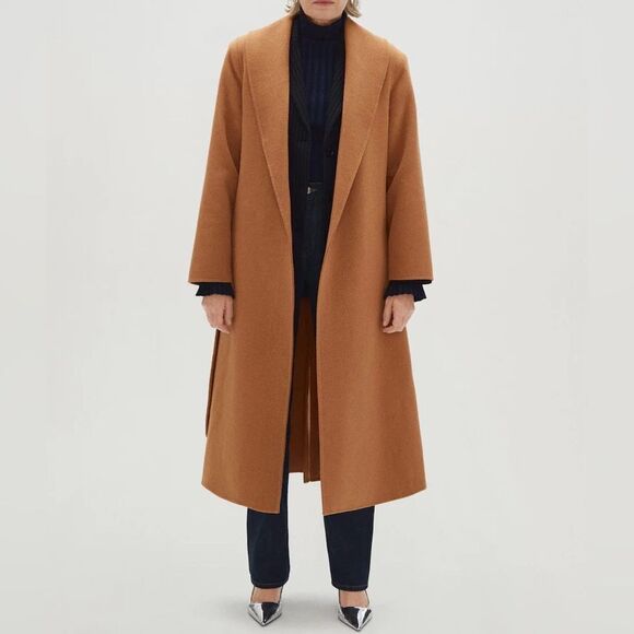 Iconic Mango 76% Wool Handmade Belted Coat Old Money - Picture 10 of 13